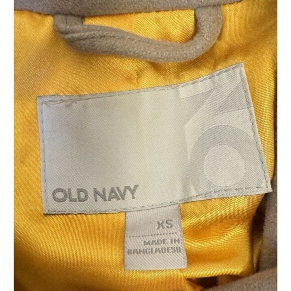Old Navy Soft Neutral Beige Wool Blend Peacoat Wide Collar Classic Womans XS - Picture 8 of 9